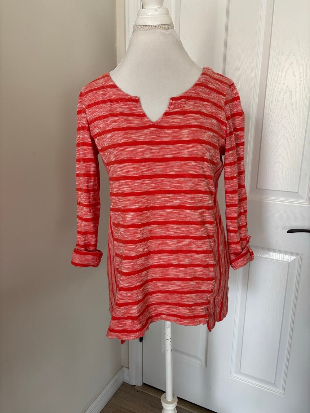 Anthropologie Postmark Striped Top Shirt 9-HI5 STCL Large Tie Back